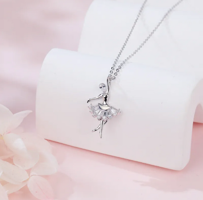 925 Silver Elegant Ballerina Moissanite Pendant Necklace