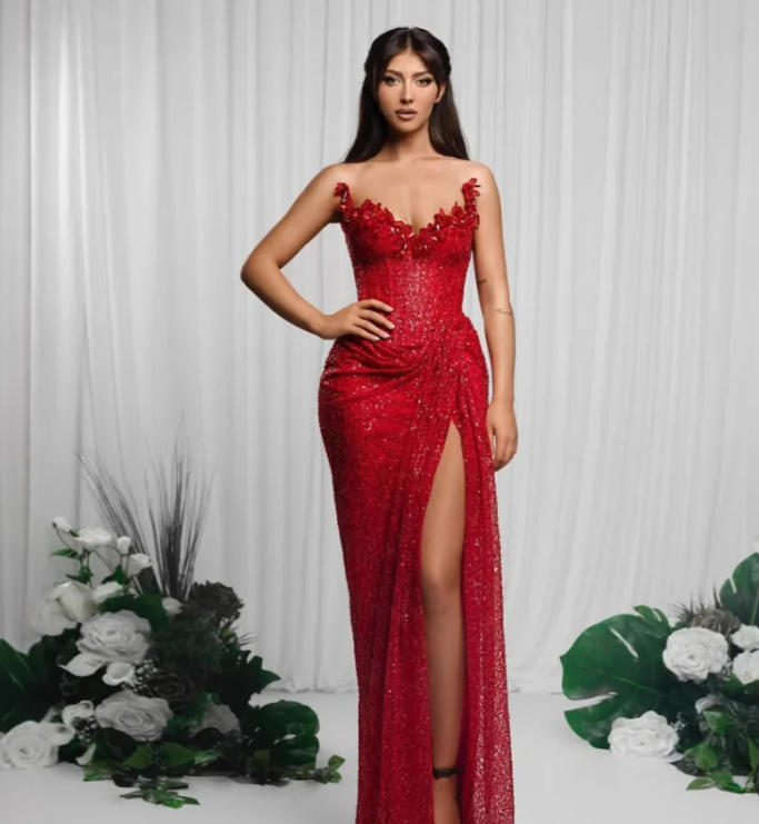 Scarlet Teardrop Sequin Set