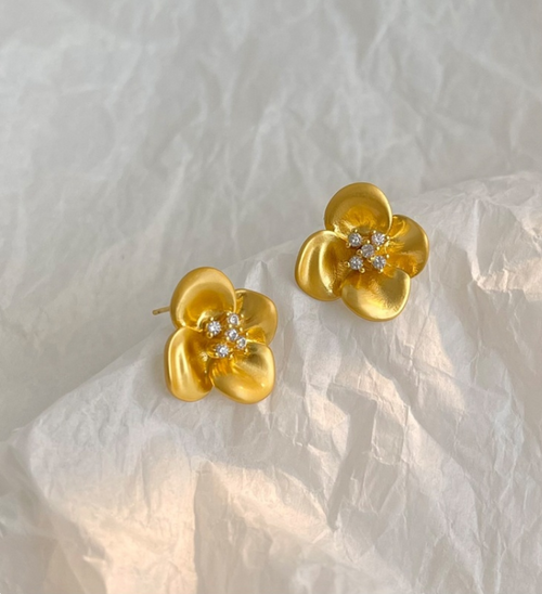 Golden Blossom Stud Earrings