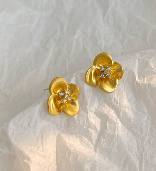 Golden Blossom Stud Earrings