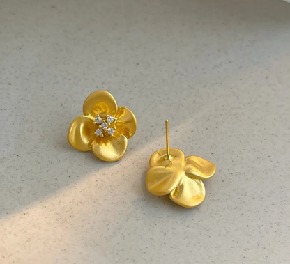 Golden Blossom Stud Earrings