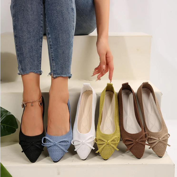 Bow Knitted Loafers Ins