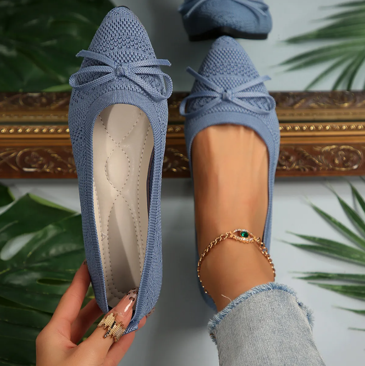 Bow Knitted Loafers Ins