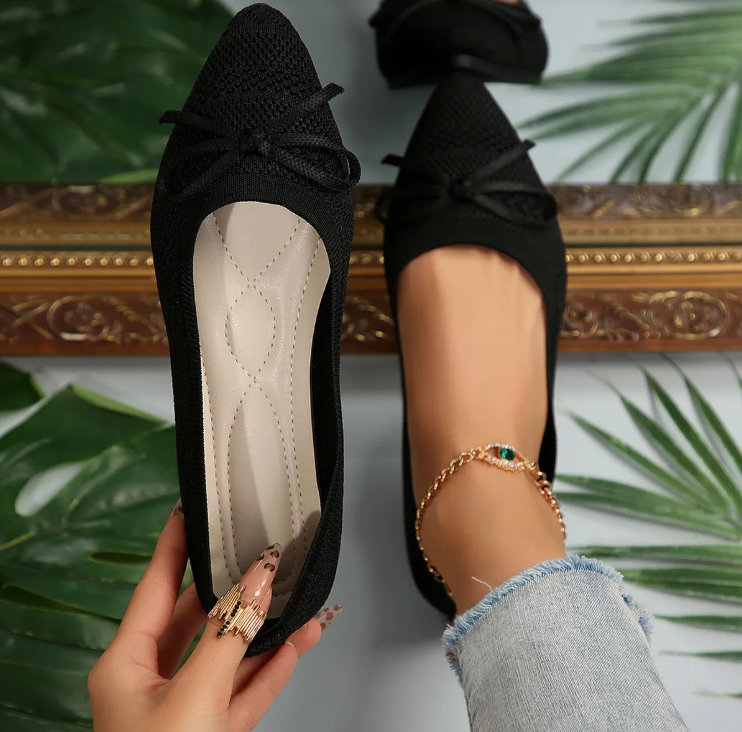 Bow Knitted Loafers Ins