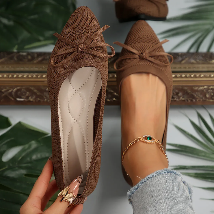Bow Knitted Loafers Ins