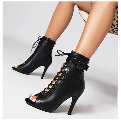 Avery Lace-Up Mesh Heels